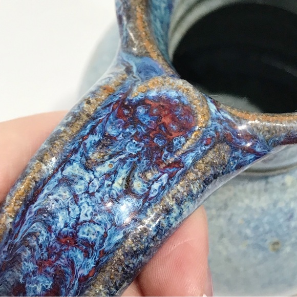 VTG MMS Signed Mahon Stoneware Studio Pottery No Spill Moonshine Jug Coffee Mug - Picture 8 of 14